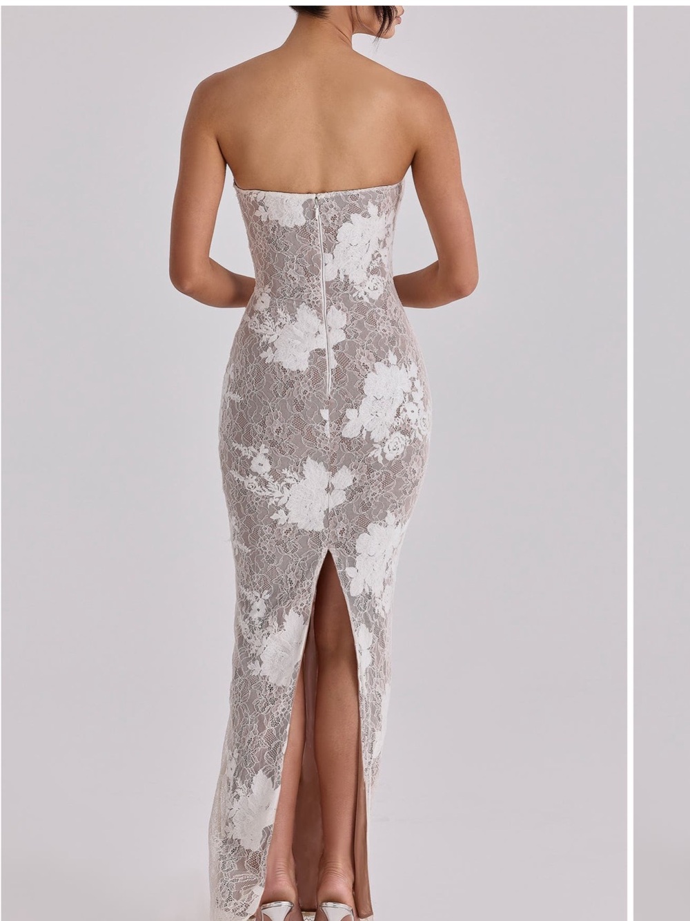 House of CB Ivory and Nude Long Sleeve Lace Mermaid Gown - Picture 4 of 5